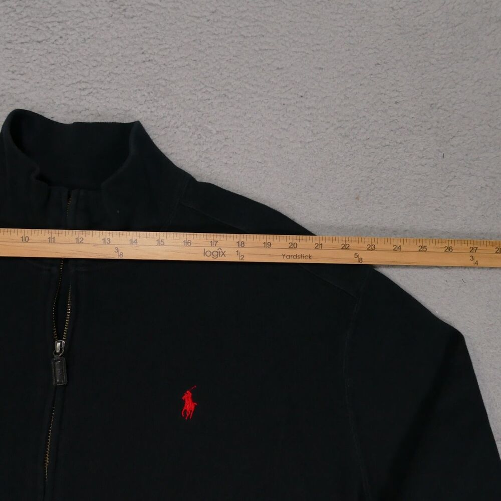 Polo Ralph Lauren Men’s XL Black Full Zip Mock Neck Sweatshirt Red Pony Logo - Picture 12 of 16